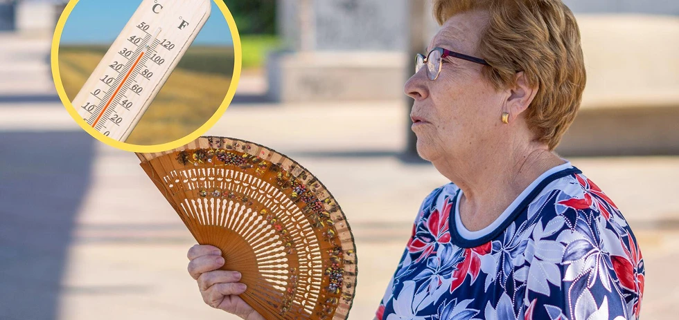 Seniorin Fächelt Sich Bei Hitze